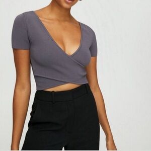 Aritzia babaton sculpt knit cross front top
